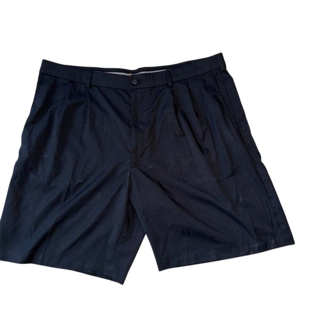 ProTour Men's Pleated Front Chino Shorts Navy Blue Size‎ 40 Casual Golf Preppy